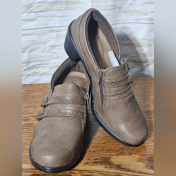 Easy Street Brown Women's Loafers with Strap Detail - Picture 6 of 9